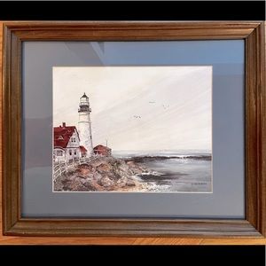 Lighthouse Painting, Framed